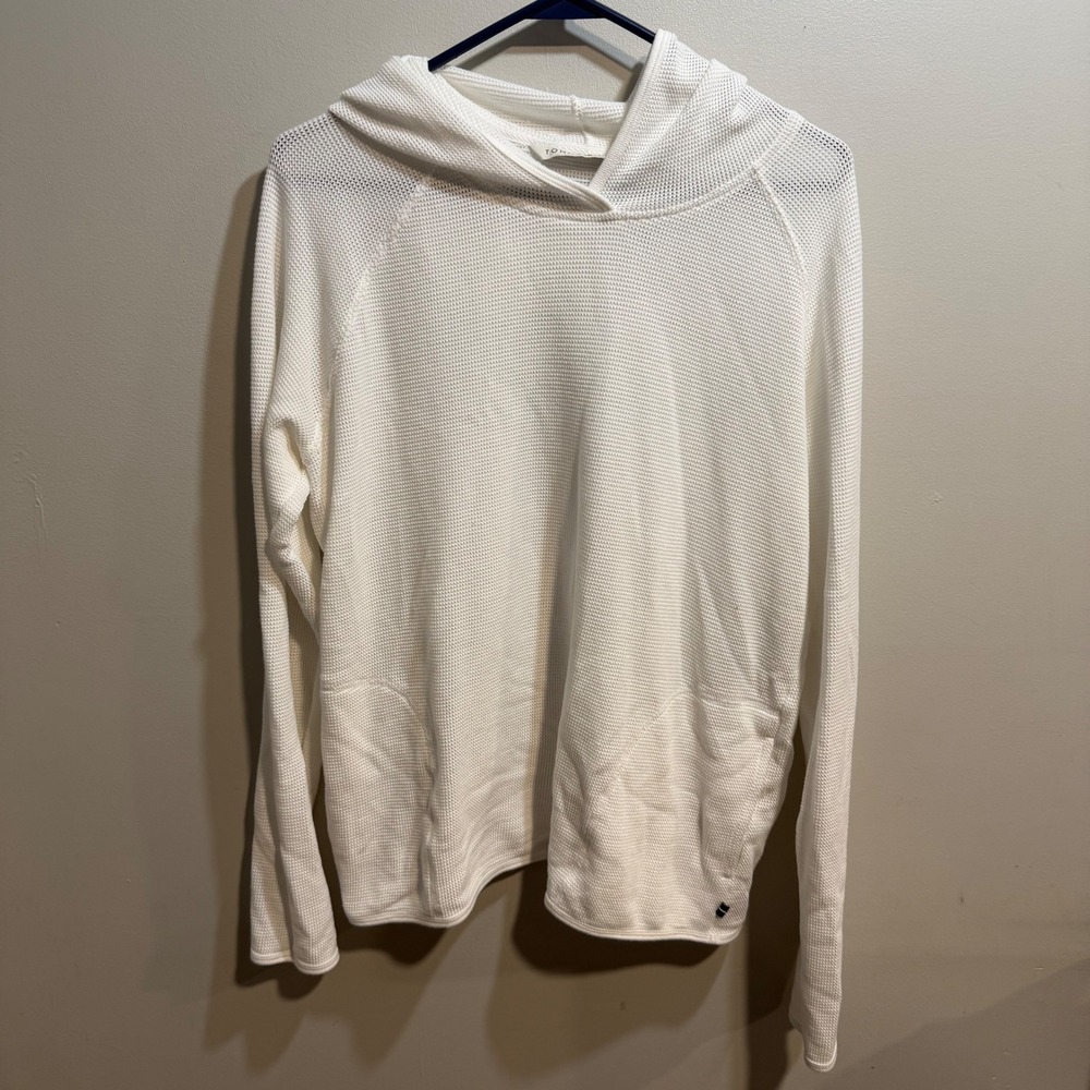 Tommy Hilfiger Womens White Waffle Knit Raglan Pullover Hoodie XL